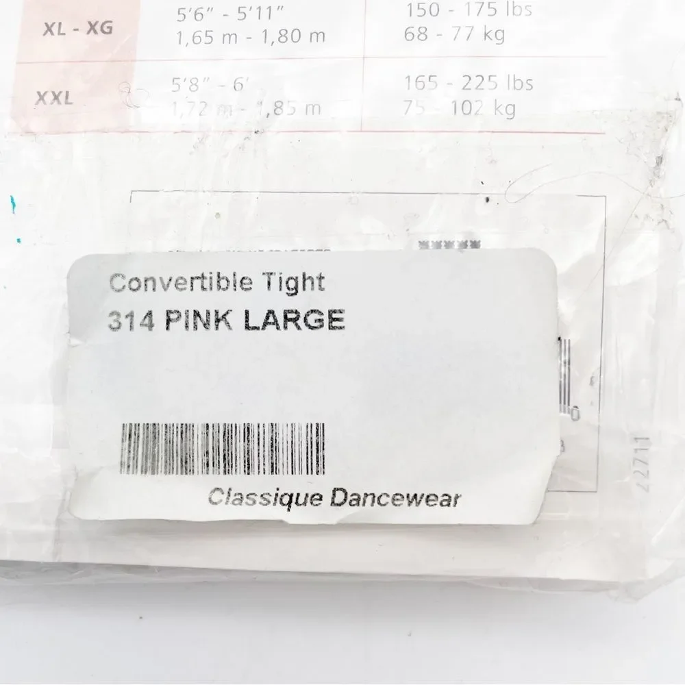NWT Mondor Ballet Dance Tights Semi-Opaque Pink Convertible Tight Size Large NEW